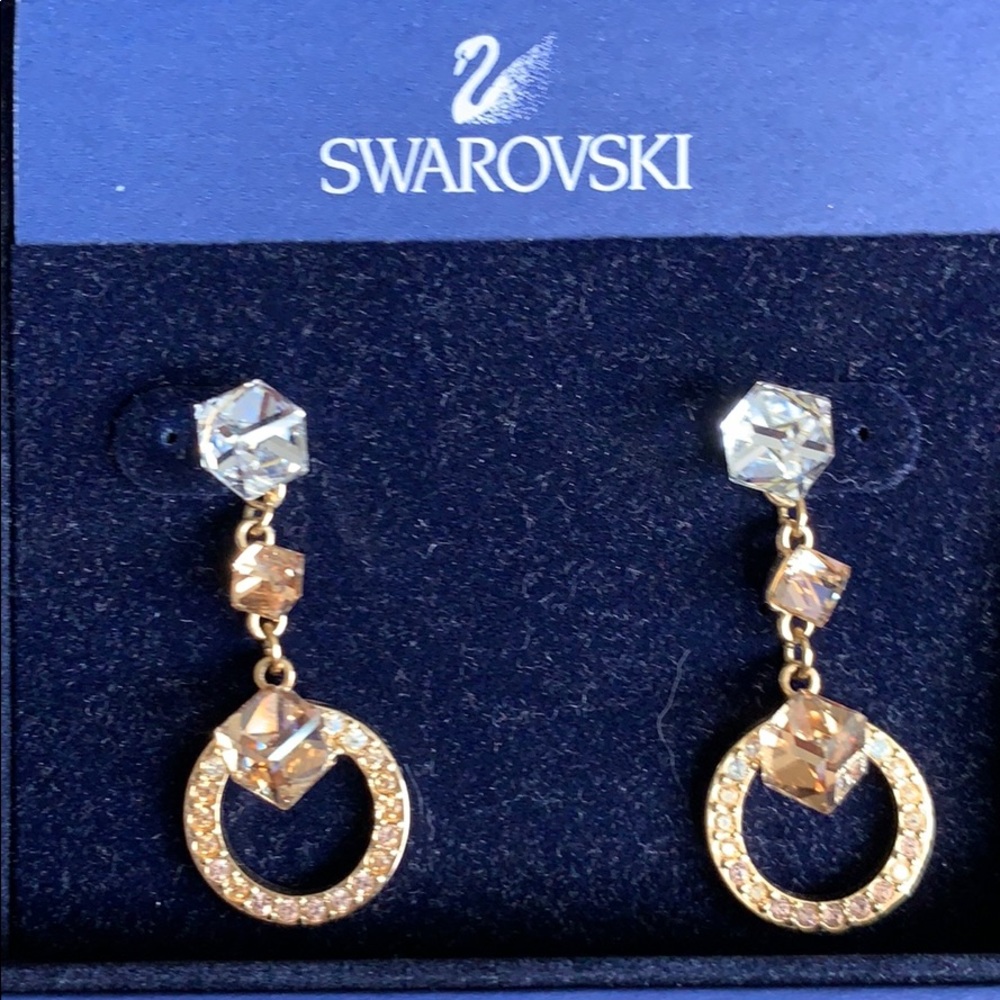 Swarovski gold crystal geometric earrings